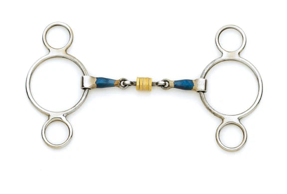 Centaur® Blue Steel 2-Ring Gag Bit with Loose Brass Roller Disks-Manhattan Saddlery-5-Manhattan Saddlery