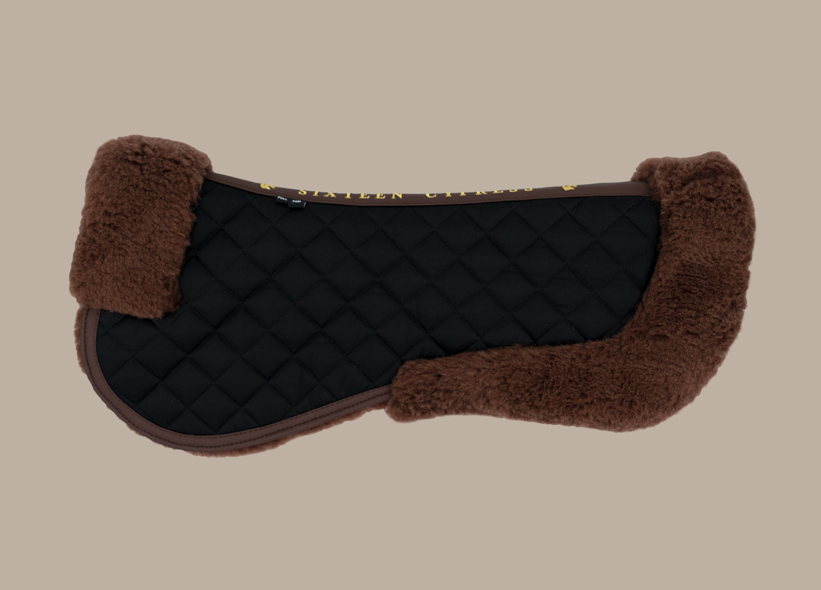 Sixteen Cypress Wool Fleece Half Pad-Saddle Pads-Sixteen Cypress-Black/Cognac-Manhattan Saddlery