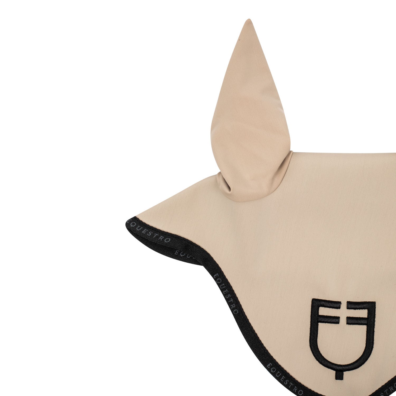Equestro Fly Veil in Technical Fabric with Logo-Unclassified-Equestro-Black/White-Pony-Manhattan Saddlery