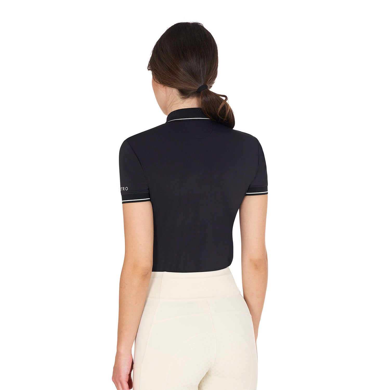 Equestro Women's Slim Fit Polo Shirt-Sportswear - Ladies - Tops-Amahorse-Black-XS-Manhattan Saddlery