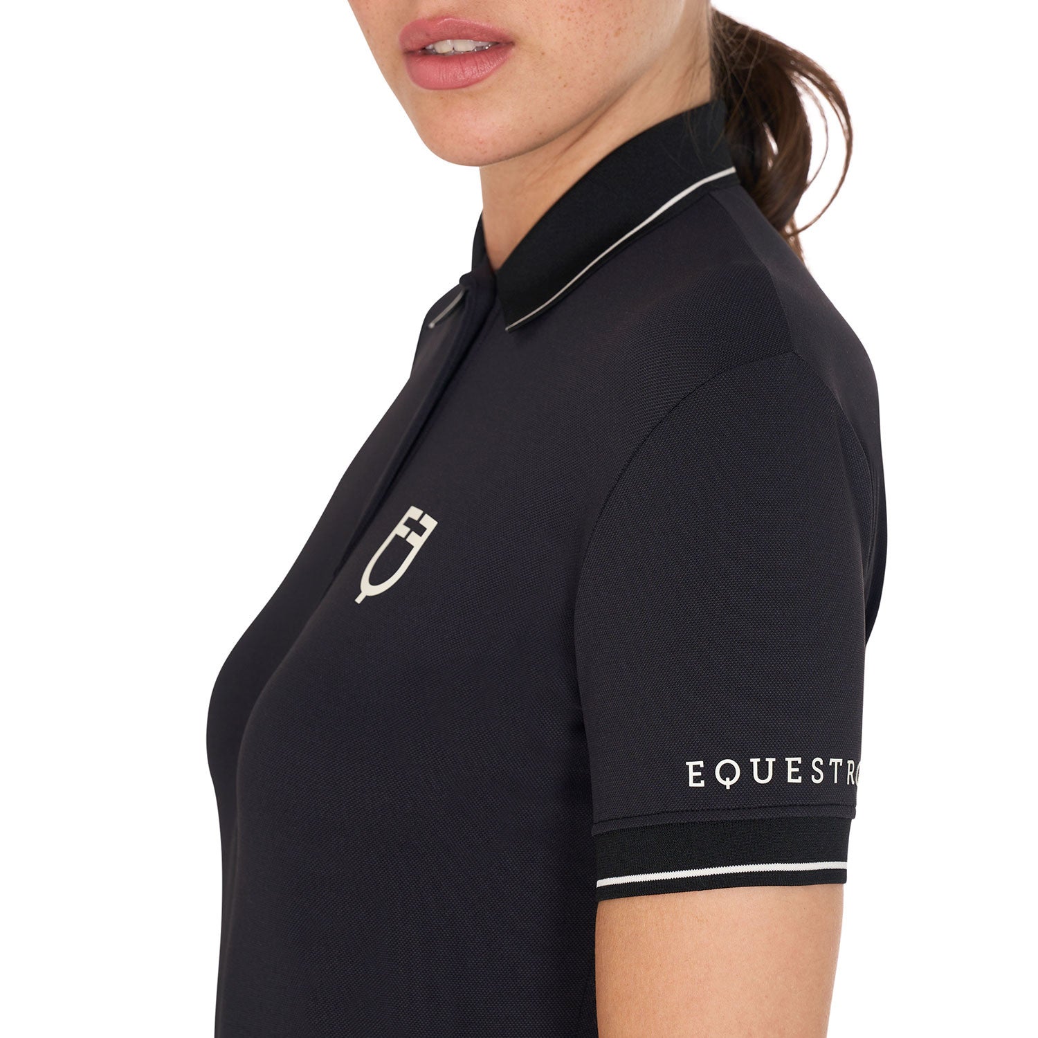 Equestro Women's Slim Fit Polo Shirt-Sportswear - Ladies - Tops-Amahorse-Black-XS-Manhattan Saddlery