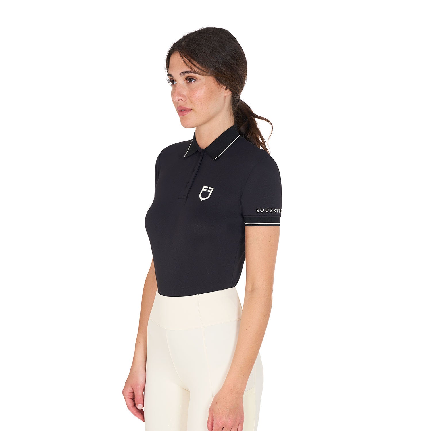 Equestro Women's Slim Fit Polo Shirt-Sportswear - Ladies - Tops-Amahorse-Black-XS-Manhattan Saddlery