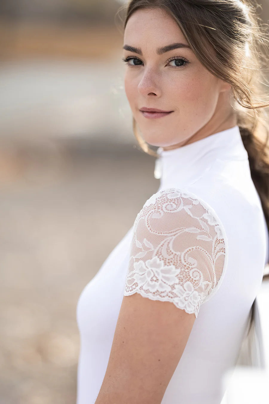 Kastel Galloon Lace Short Sleeve 1/4 Zip Sun Shirt-Sportswear - Ladies - Tops-Kastel-White-XXS-Manhattan Saddlery