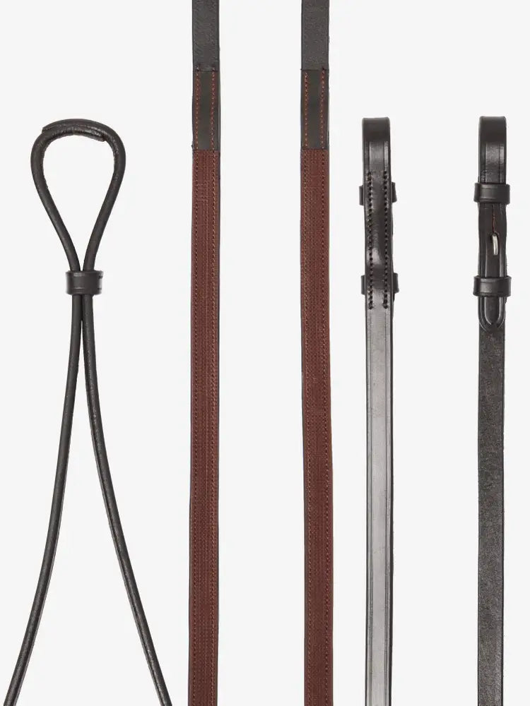 LeMieux Hunter Half Lined Curb Rein-Reins-LeMieux-Black/Silver-Pony-Manhattan Saddlery