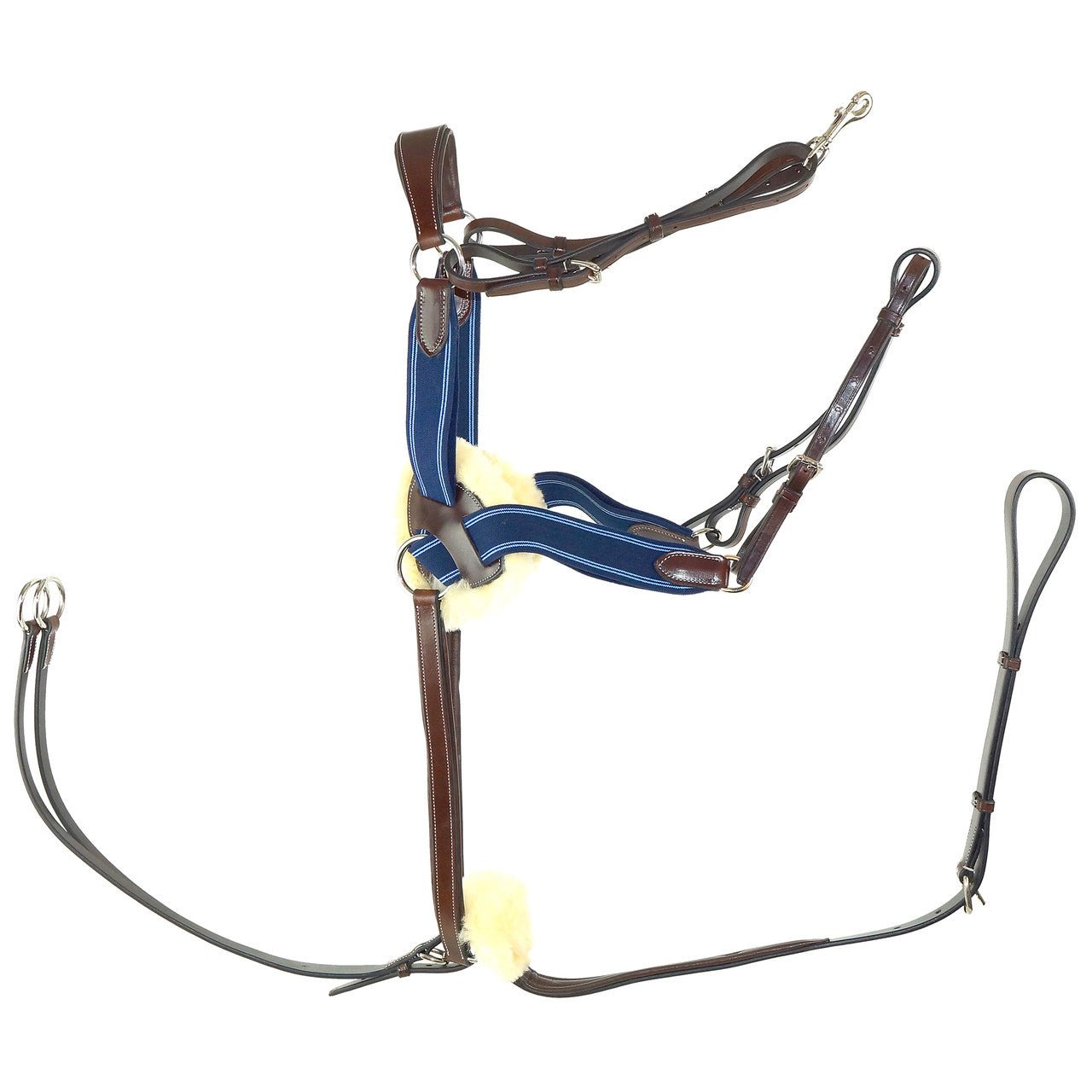 Nunn Finer 5-Way Breastplate-Martingales & Breastplates - Breastplate-Nunn Finer-Havana & Blue-Cob-Manhattan Saddlery