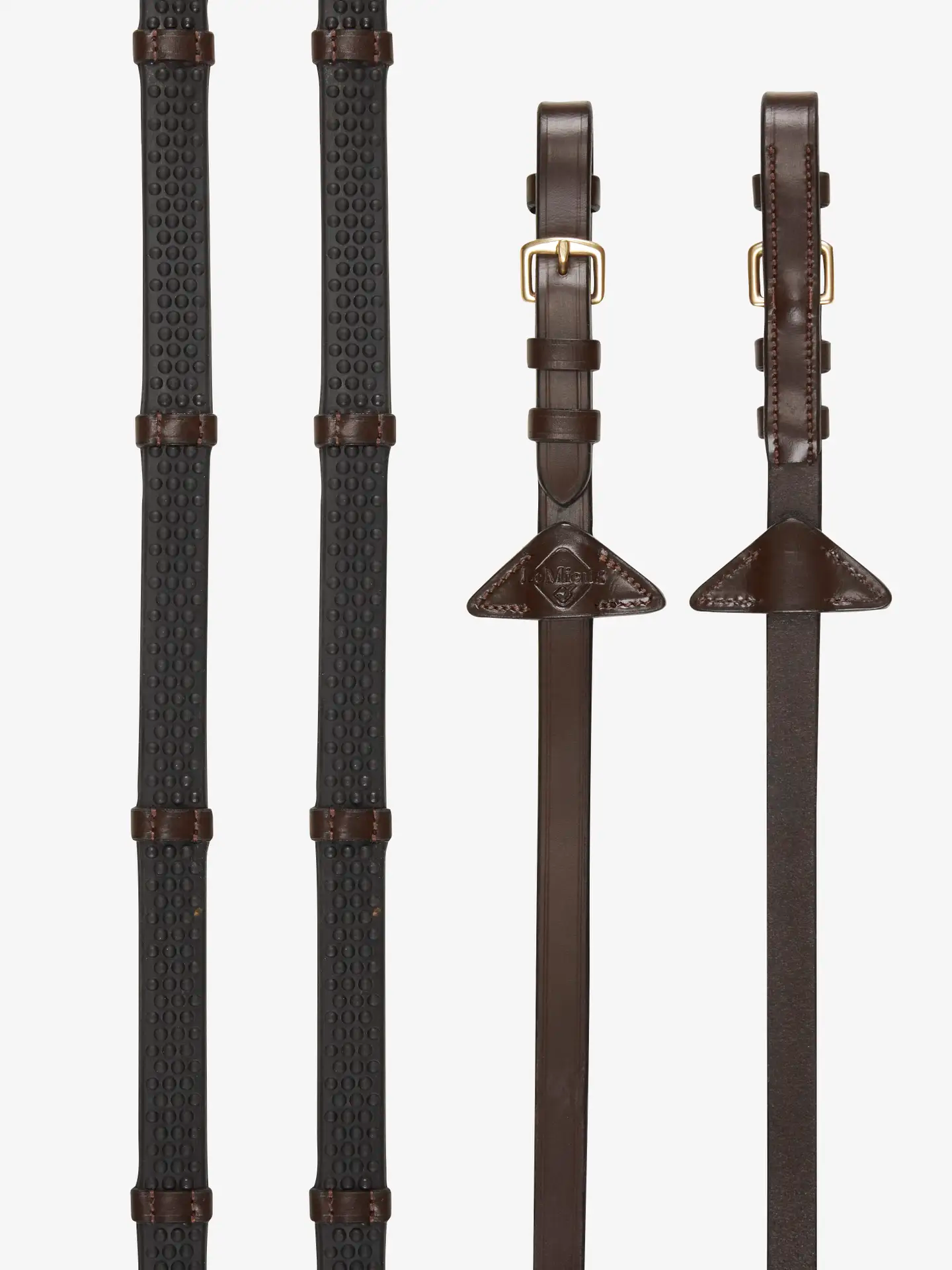 LeMeiux Soft Rubber Reins With Stoppers-Reins - Rubber-LeMieux-Black/Silver-Pony-Manhattan Saddlery