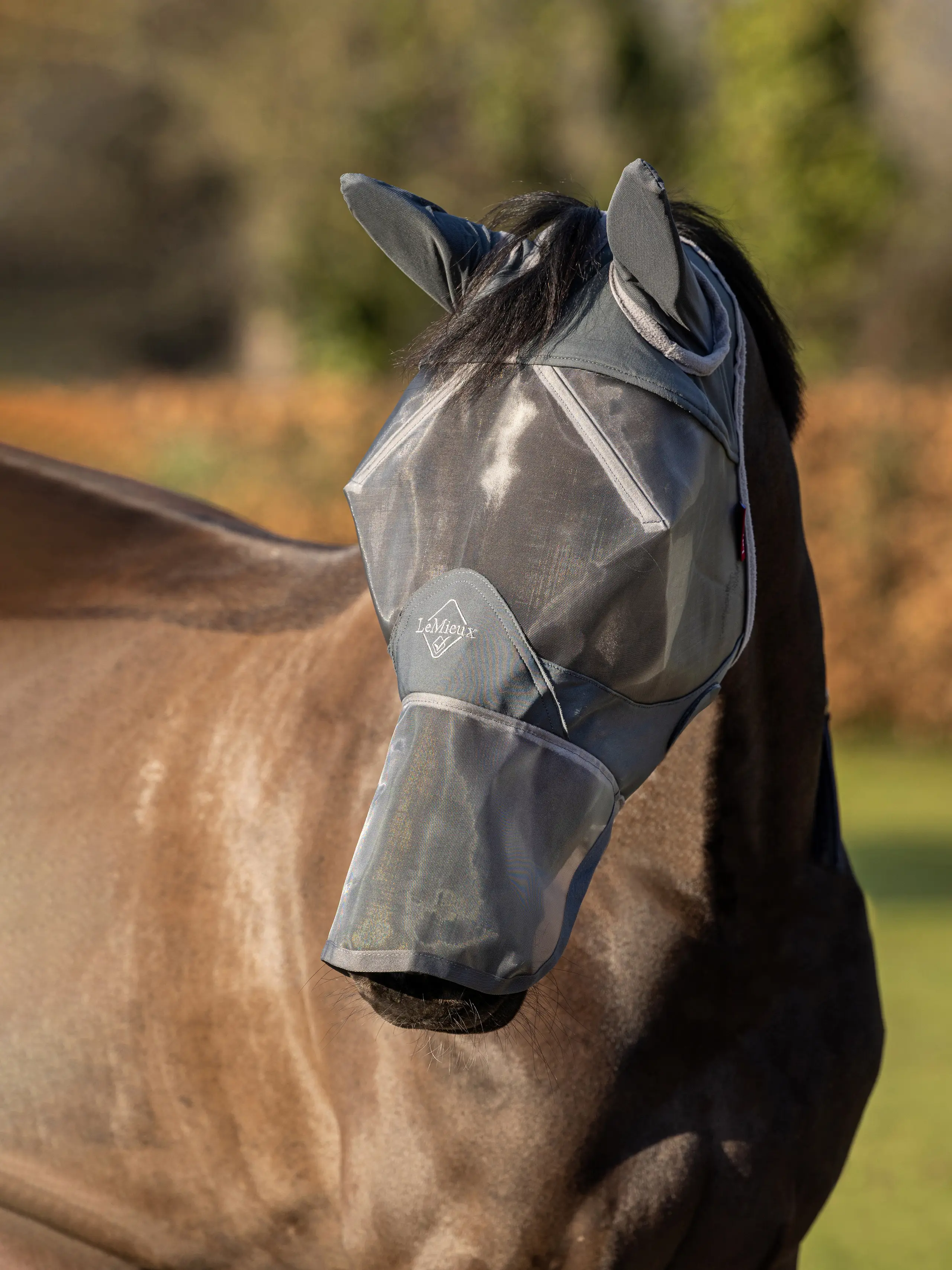 LeMieux Armourshield Pro Full Fly Mask-Horsewear - Misc - Fly Masks-LeMieux-Gray-XS-Manhattan Saddlery