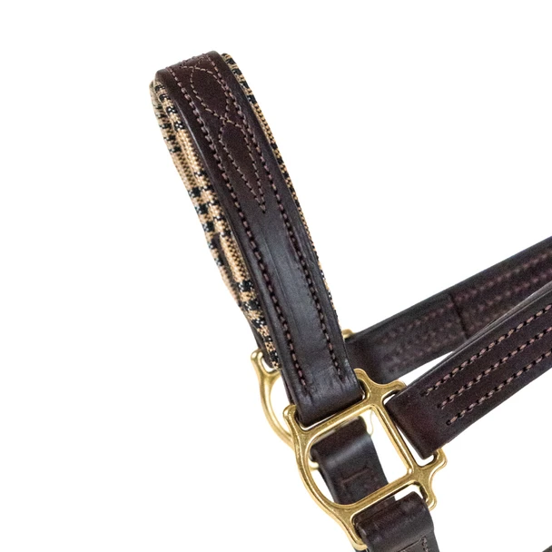 5/A Baker Signature Leather Halter-Halters - Leather-Jacks Mfg-Brown Fancy Stitch-Cob-Manhattan Saddlery
