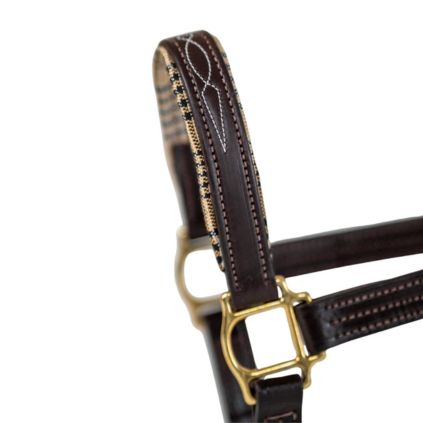 5/A Baker Signature Leather Halter-Halters - Leather-Jacks Mfg-Brown Fancy Stitch-Cob-Manhattan Saddlery