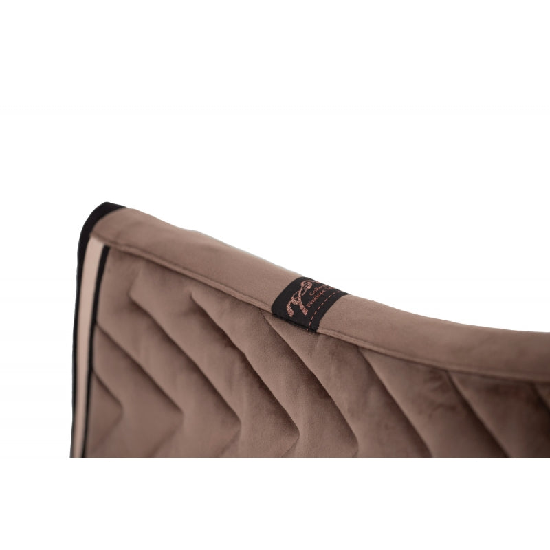 Penelope Classic Velvet Saddle Pad-Saddle Pads - Jump Pads-Pénélope-Taupe & Black-Full-Manhattan Saddlery