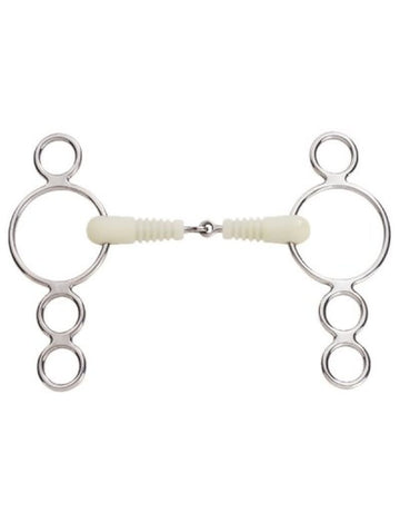 Happy Mouth Jointed Ribbed Mouth 3-Ring Gag-Bits-Happy Mouth-5-Manhattan Saddlery