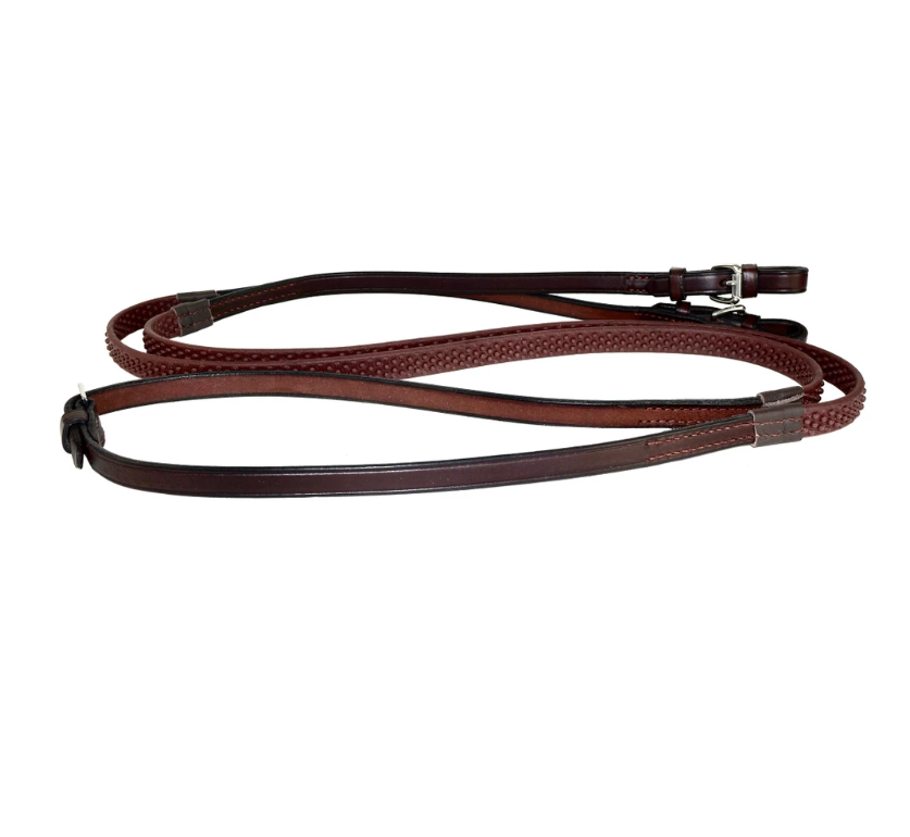 Nunn Finer Super Grip Soft Reins-Reins - Rubber-Nunn Finer-Black/Brass-Manhattan Saddlery