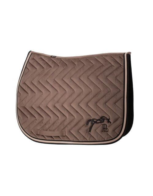 Penelope Classic Velvet Saddle Pad-Saddle Pads - Jump Pads-Pénélope-Taupe & Black-Full-Manhattan Saddlery