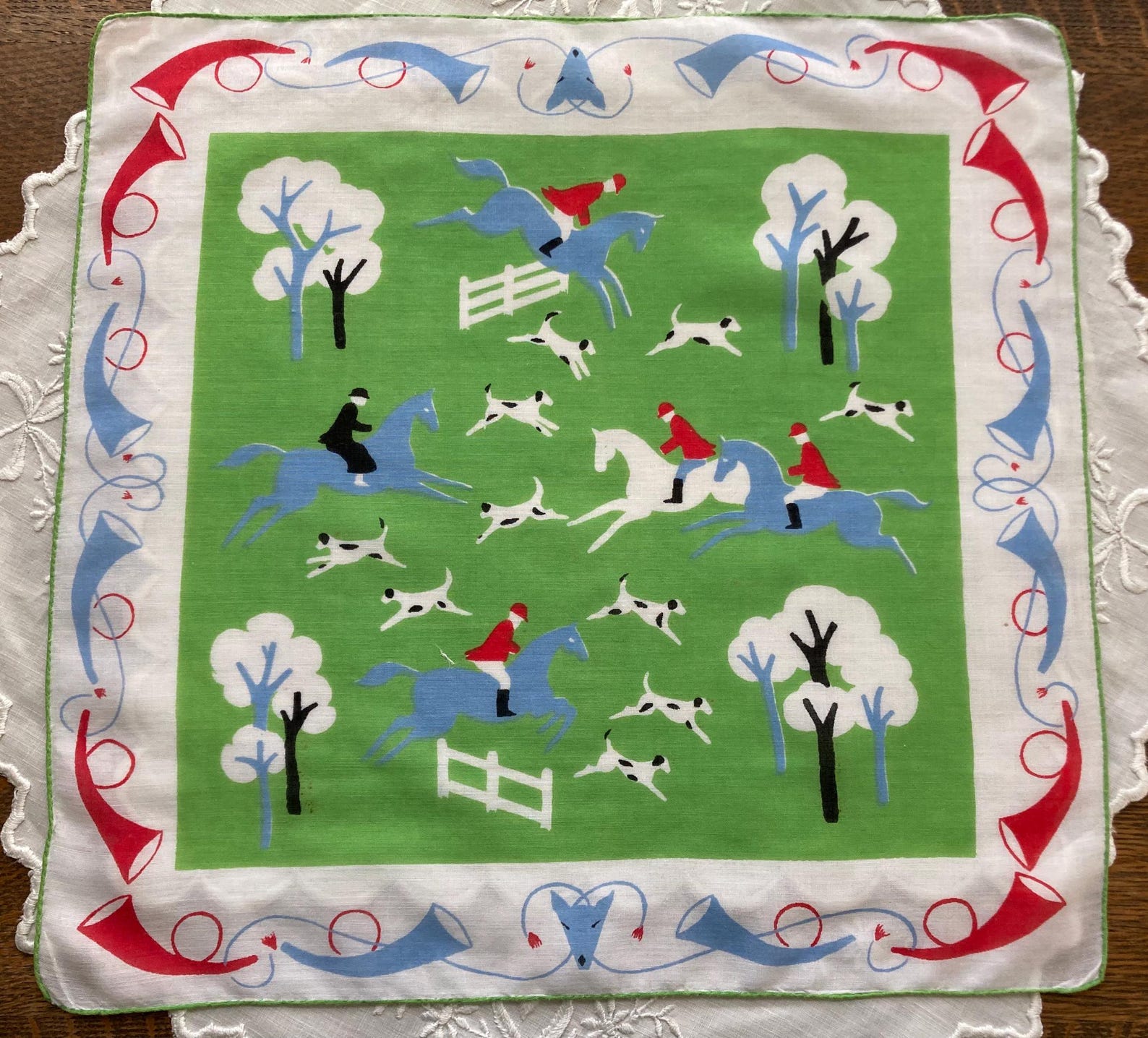 Equestrian-Themed Vintage Hanky-Gifts & Luggage-Etsy-Manhattan Saddlery