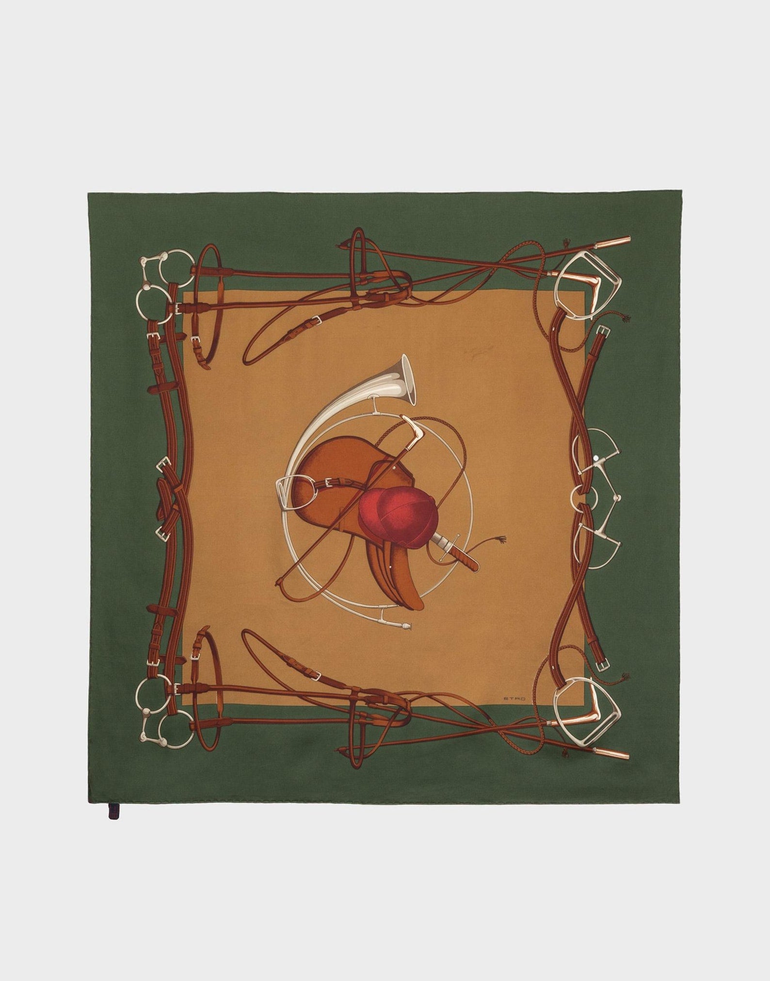 Etro 70s Green Equestrian Silk Scarf-Accessory-Etro-Manhattan Saddlery