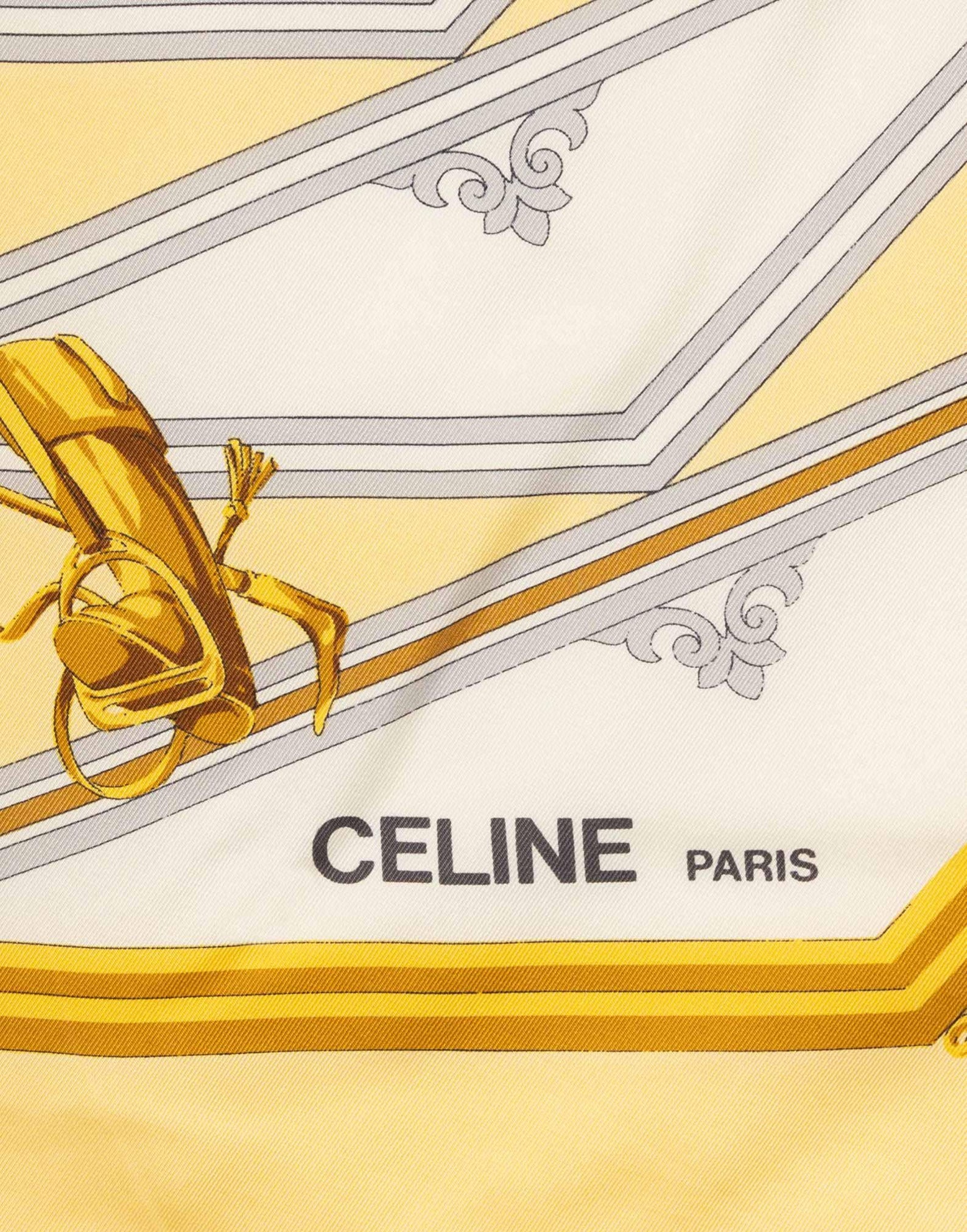 Celine 80s Yellow and Gold Equestrian Silk Scarf-Accessory-Celine-Manhattan Saddlery