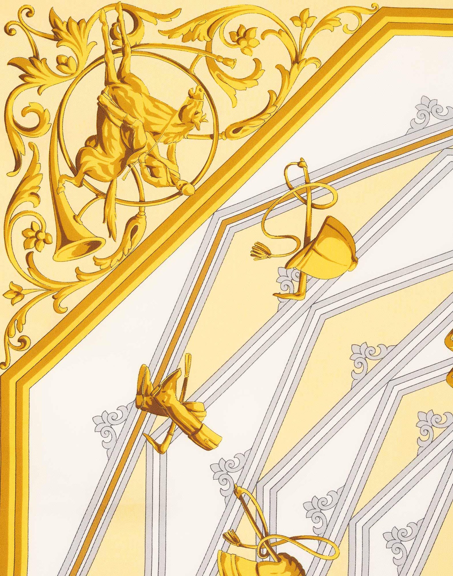 Celine 80s Yellow and Gold Equestrian Silk Scarf-Accessory-Celine-Manhattan Saddlery