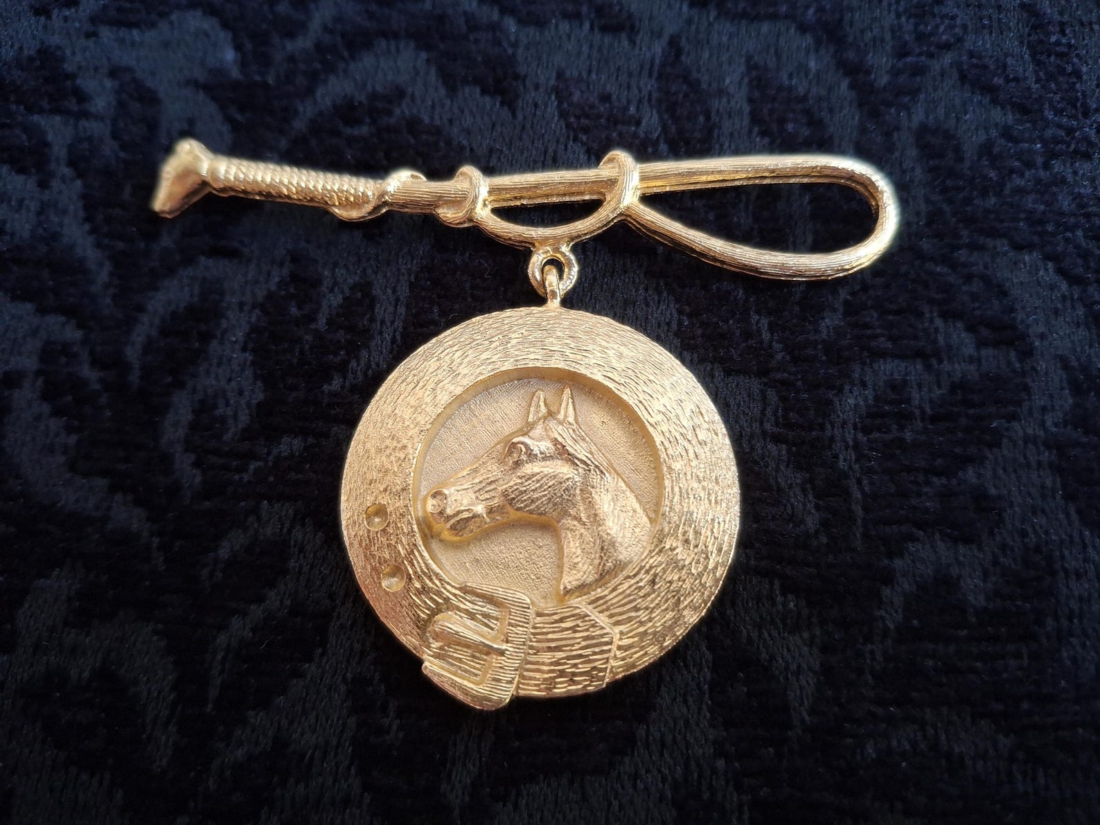 Vintage Equestrian Brooch with Horse Medallion-Gifts - Jewelry-Manhattan Saddlery-Manhattan Saddlery