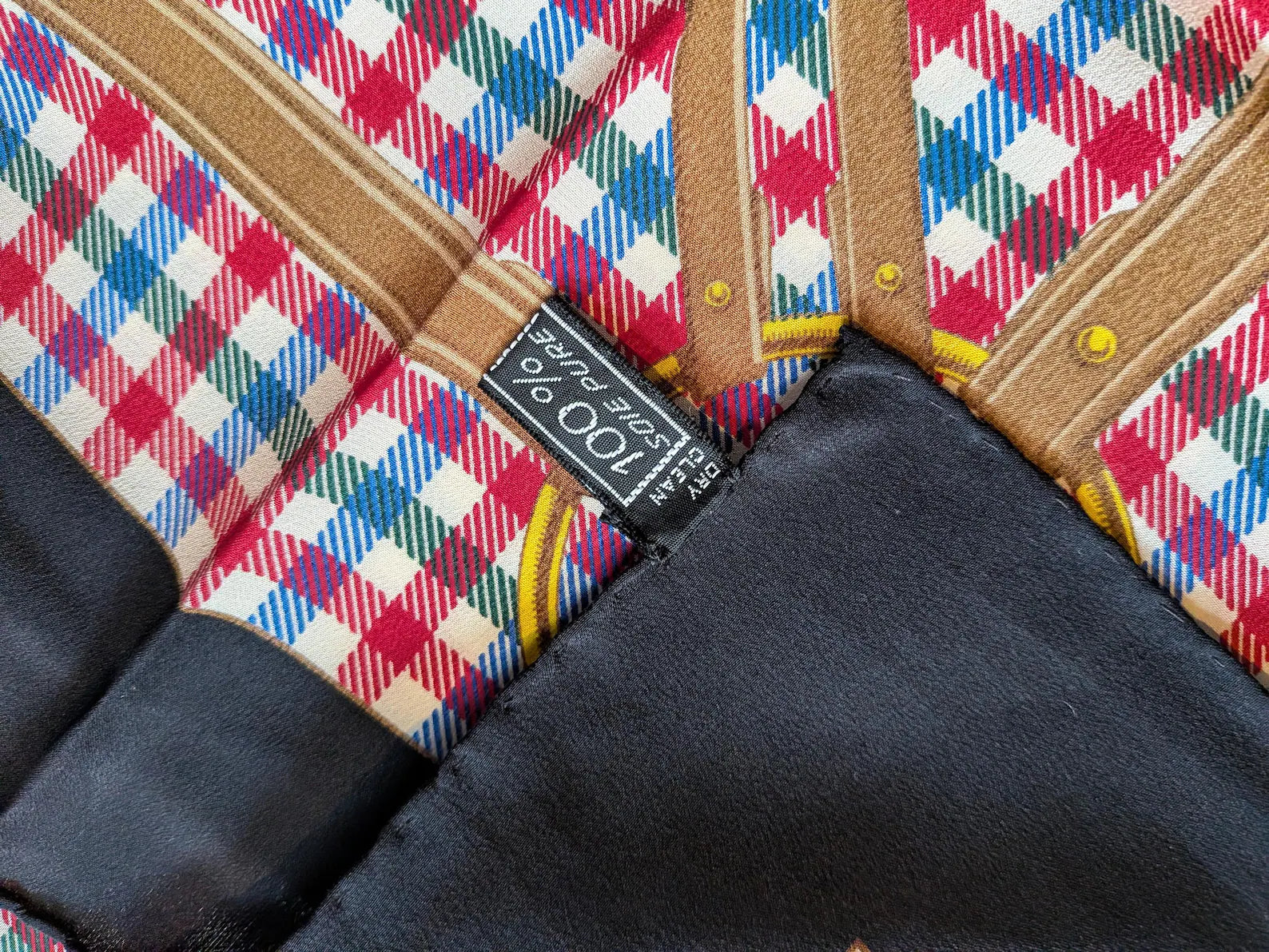 Celine Silk '70s Equestrian Bridle Check Square Scarf-Accessories-Celine-Manhattan Saddlery