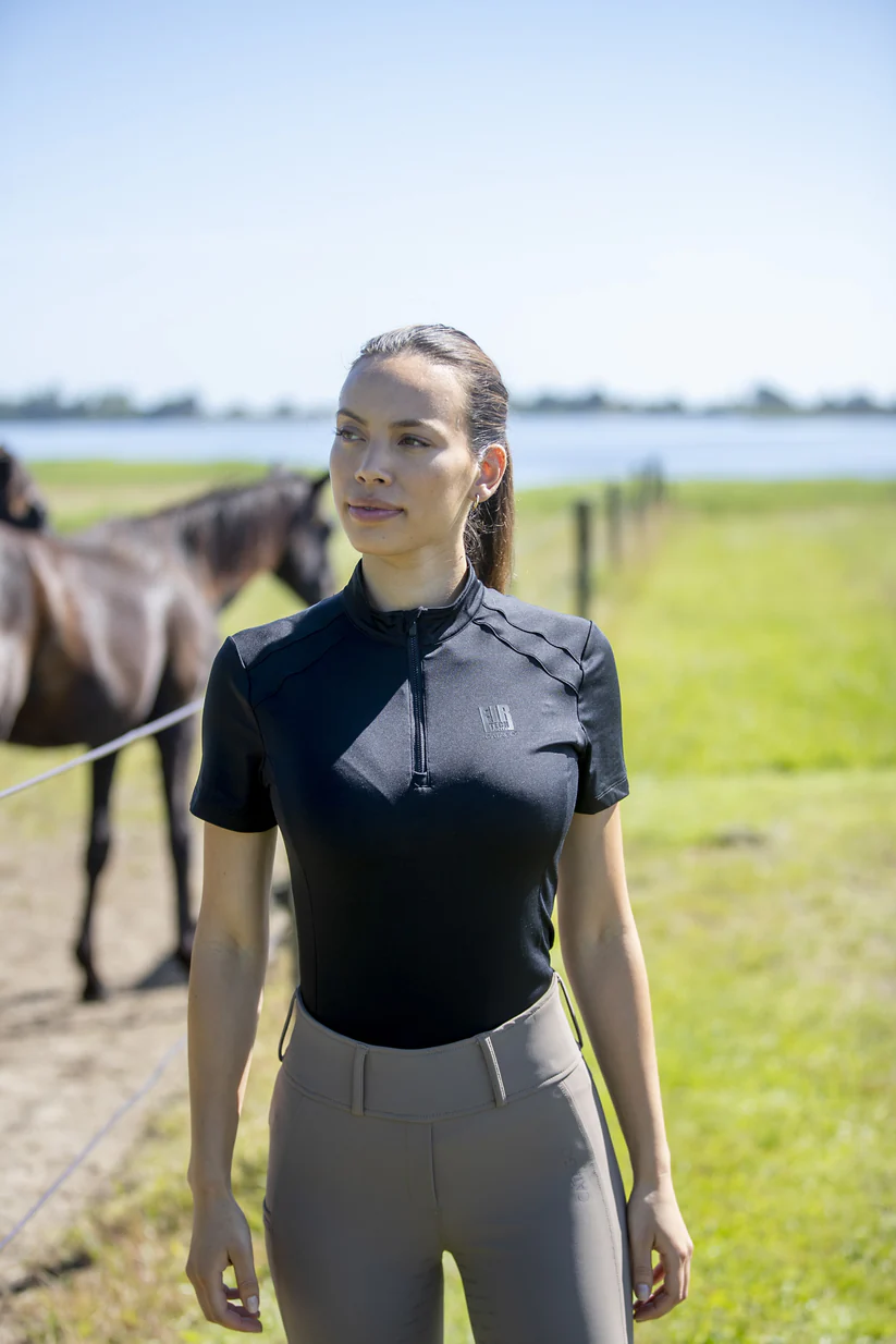 CATAGO FIR-TECH Quarter Zip Short Sleeve Ladies Top-Sportswear - Ladies - Tops-Catago-Black-XXL-Manhattan Saddlery