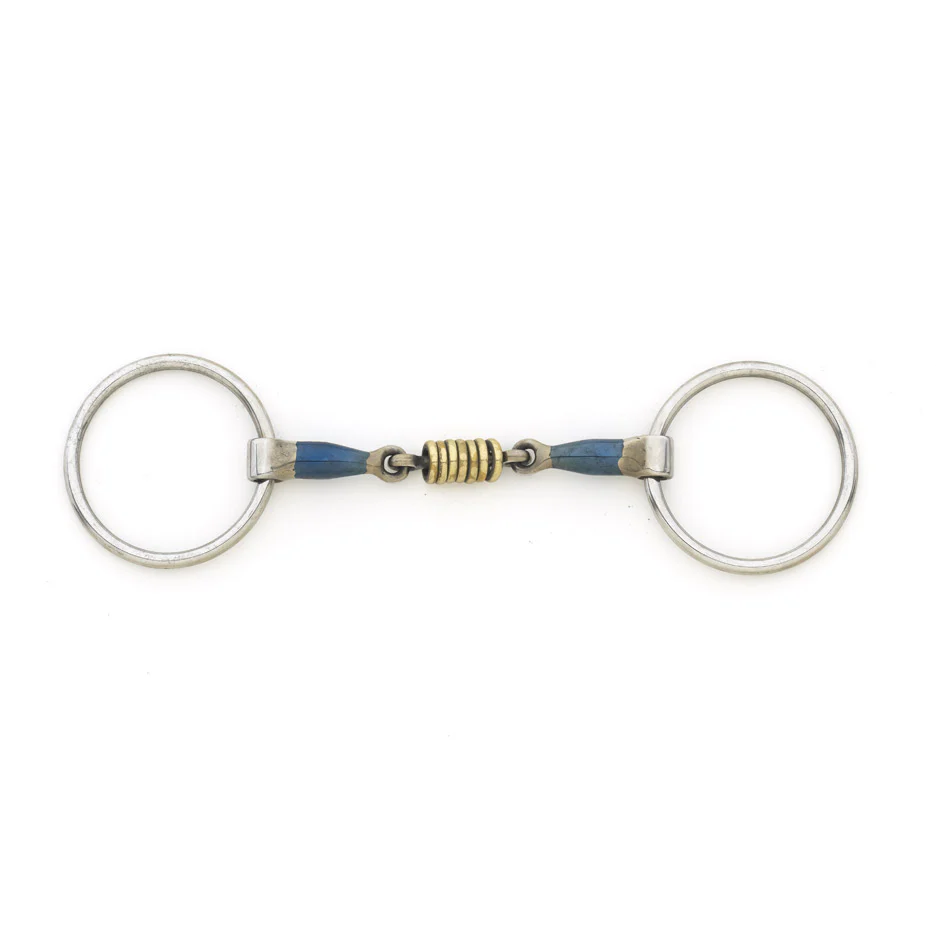 Centaur Blue Steel Double Jointed Mouth Loose Ring Bit with Brass Rollers-Bits-Centaur-5.0-Manhattan Saddlery