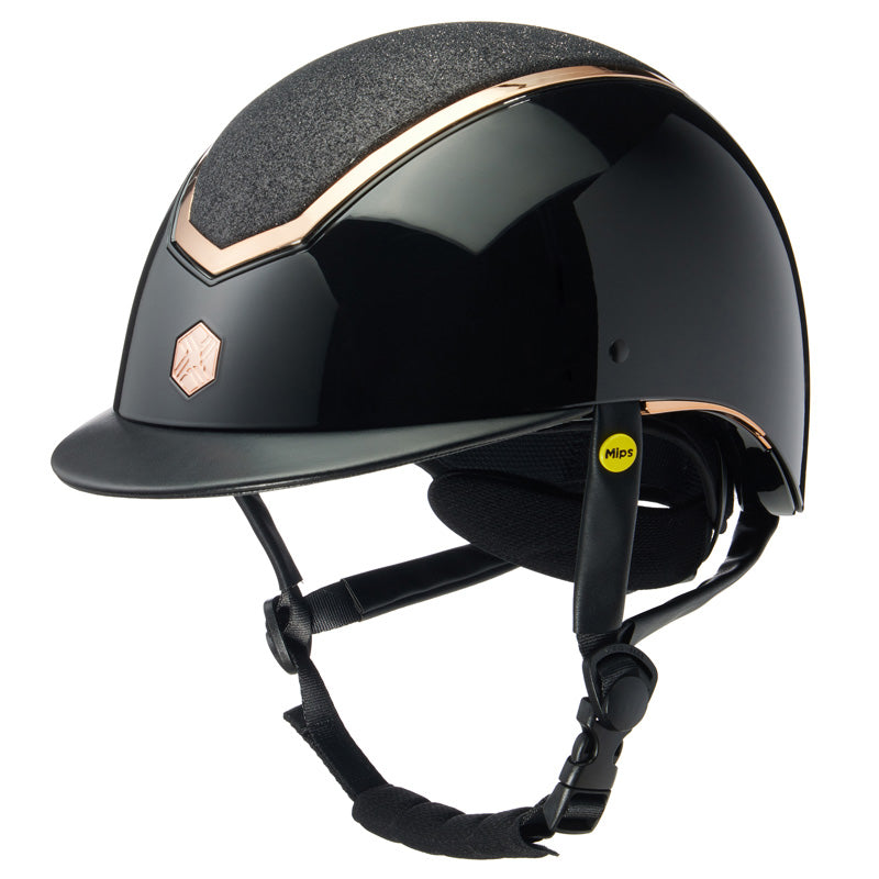 Charles Owen Kylo by EQX MIPS Helmet-Helmets-Charles Owen-Black Sparkly/Rose Gold - Wide-S-Manhattan Saddlery