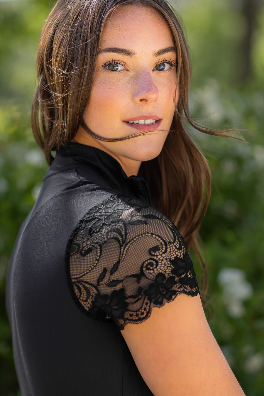 Kastel Galloon Lace Short Sleeve 1/4 Zip Sun Shirt-Sportswear - Ladies - Tops-Kastel-Black-XS-Manhattan Saddlery