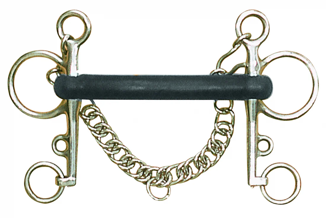 Centaur Stainless Steel Hard Rubber Mullen Mouth Pelham Bit-Bits - Pelhams-ERS-5-Manhattan Saddlery