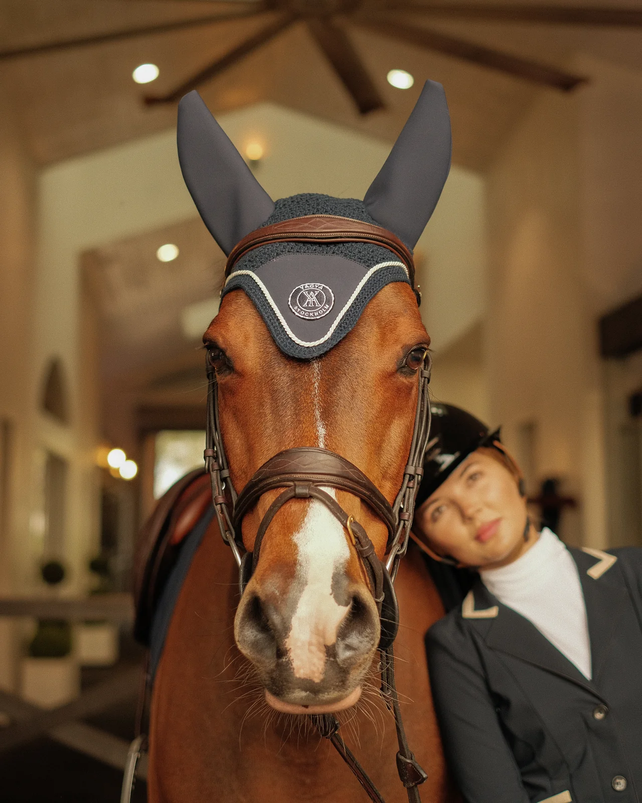 Yagya Performance Horse Bonnet-Horsewear - Misc - Fly Bonnets-Yagya-Black-Full-Manhattan Saddlery