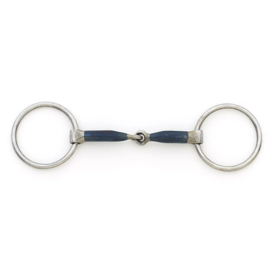 Centaur Blue Steel Medium Weight Jointed Mouth Loose Ring Bit-Bits-ERS-5.0-Manhattan Saddlery