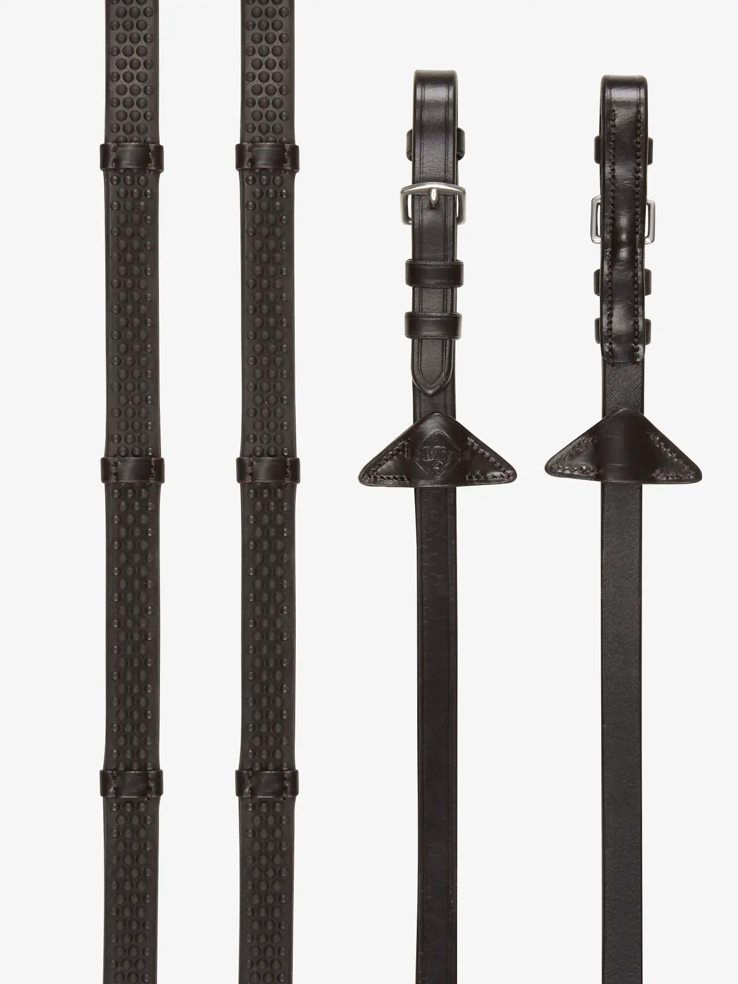 LeMeiux Soft Rubber Reins With Stoppers-Reins - Rubber-LeMieux-Black/Silver-Pony-Manhattan Saddlery