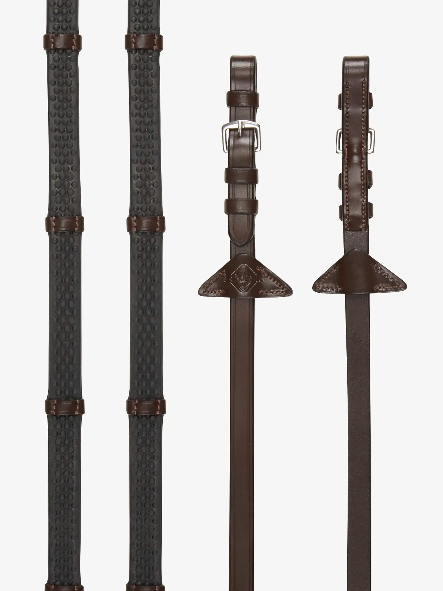 LeMeiux Soft Rubber Reins With Stoppers-Reins - Rubber-LeMieux-Black/Silver-Pony-Manhattan Saddlery