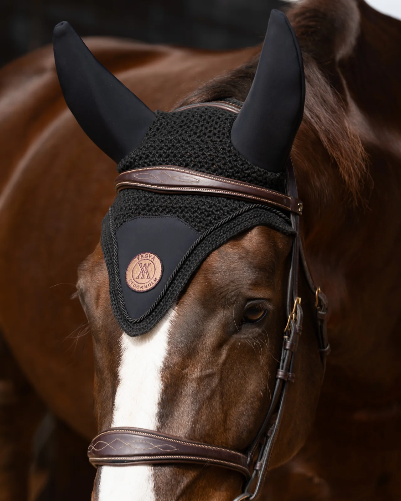Yagya Performance Horse Bonnet-Horsewear - Misc - Fly Bonnets-Yagya-Black-Full-Manhattan Saddlery