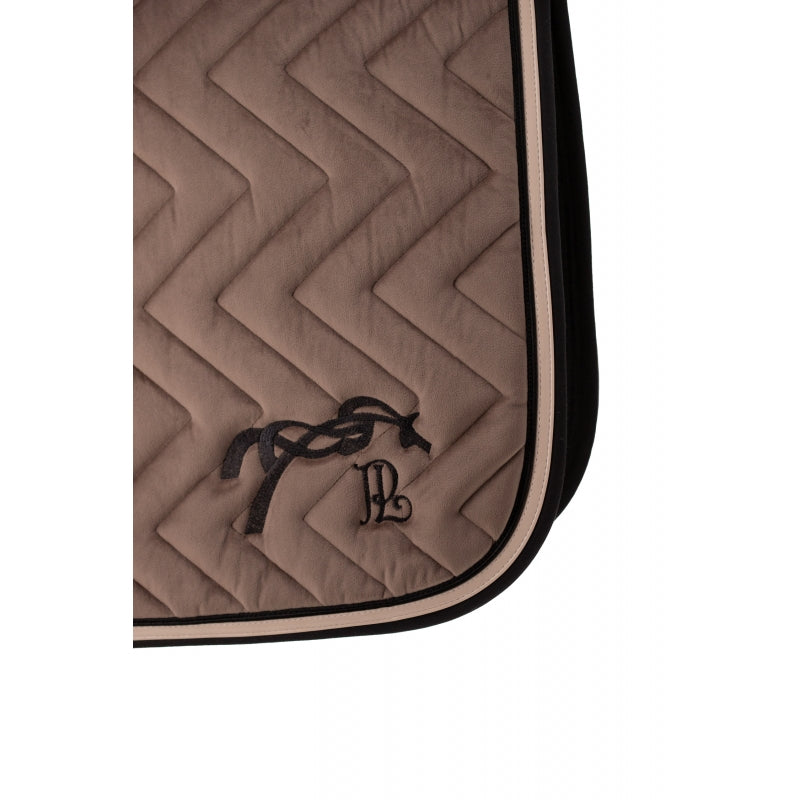 Penelope Classic Velvet Saddle Pad-Saddle Pads - Jump Pads-Pénélope-Taupe & Black-Full-Manhattan Saddlery