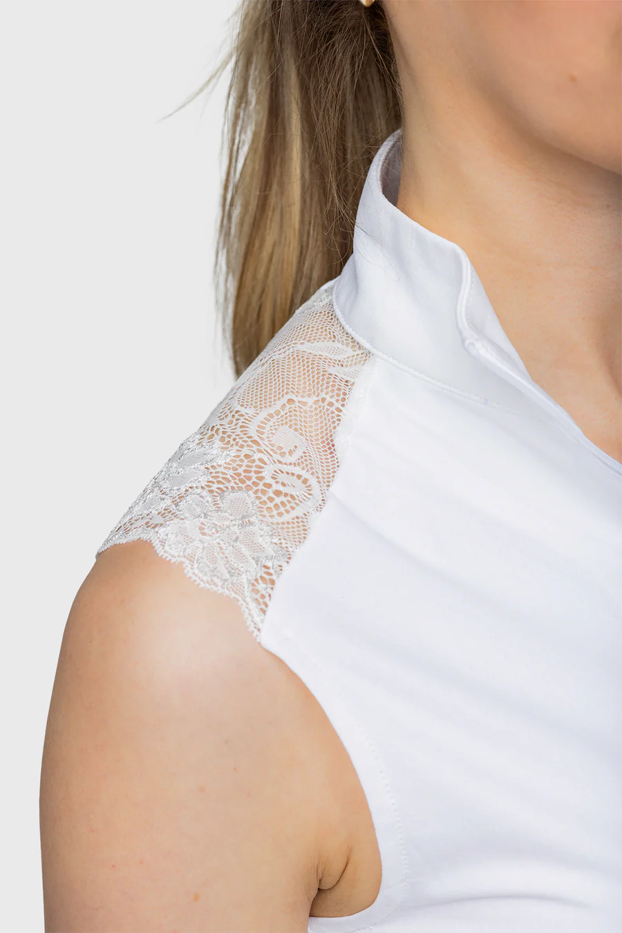Kastel Lace Shoulder 1/4 Zip Sleeveless Top-Sportswear - Ladies - Tops-Kastel-Black-XXS-Manhattan Saddlery