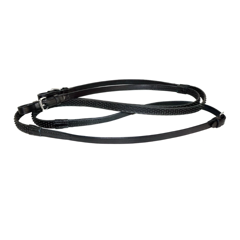 Nunn Finer Super Grip Soft Reins-Reins - Rubber-Nunn Finer-Black/Brass-Manhattan Saddlery