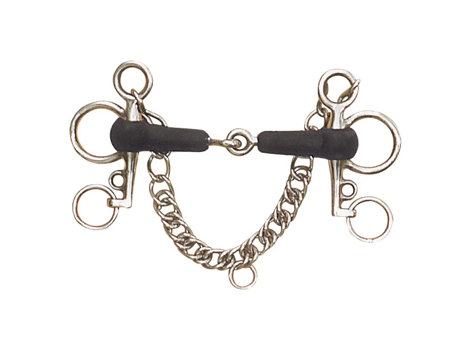 Centaur Stainless Steel Rubber Mouth Tom Thumb Pelham Bit-Bits - Pelhams-ERS-4.5-Manhattan Saddlery