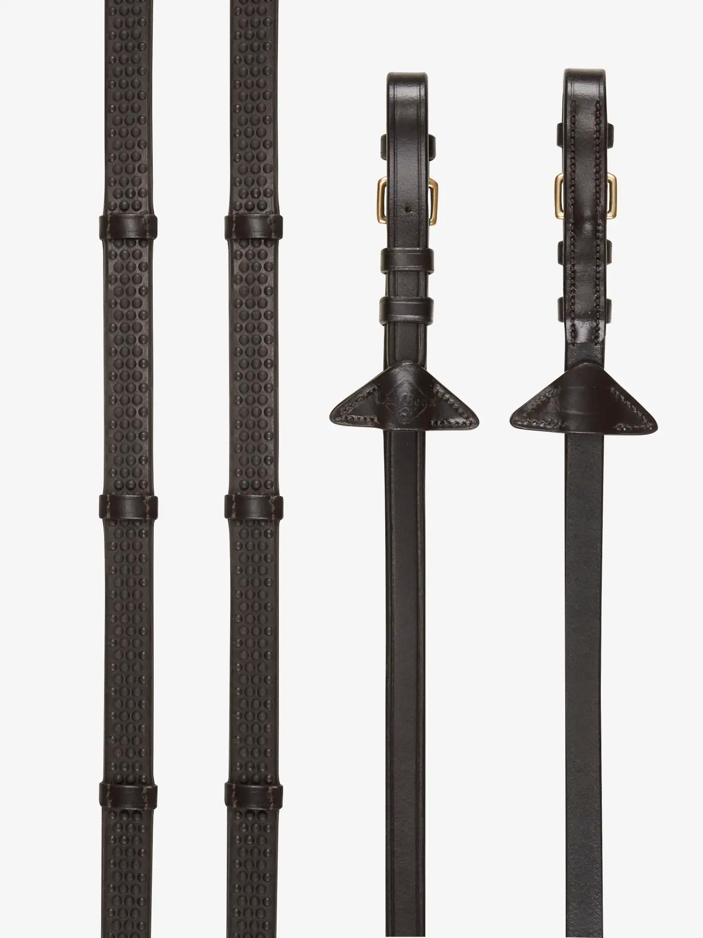 LeMeiux Soft Rubber Reins With Stoppers-Reins - Rubber-LeMieux-Black/Silver-Pony-Manhattan Saddlery