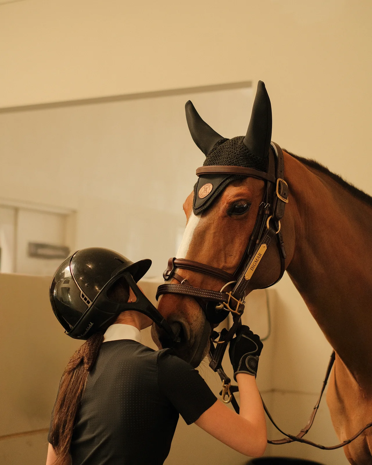 Yagya Performance Horse Bonnet-Horsewear - Misc - Fly Bonnets-Yagya-Black-Full-Manhattan Saddlery
