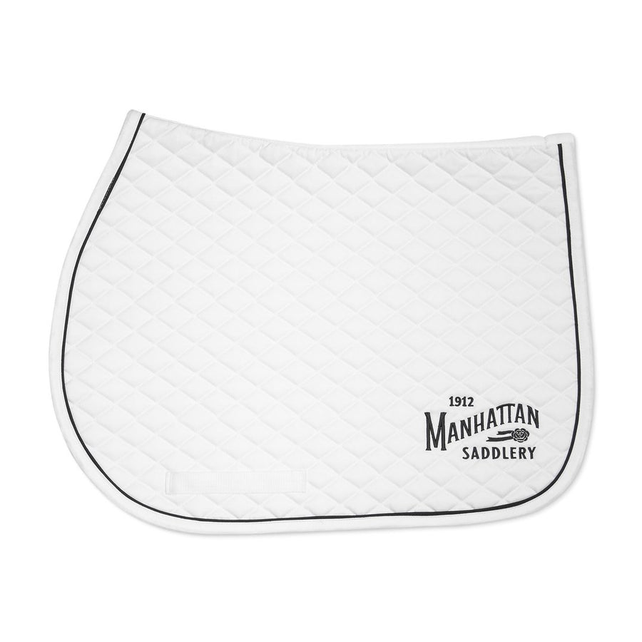 Manhattan Saddlery Emblem Saddle Pad White A/P-Saddle Pad-Manhattan Saddlery House Label-White-Manhattan Saddlery